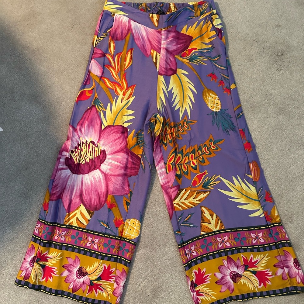 Rachel Roy Purple Floral Wide-Leg Pants